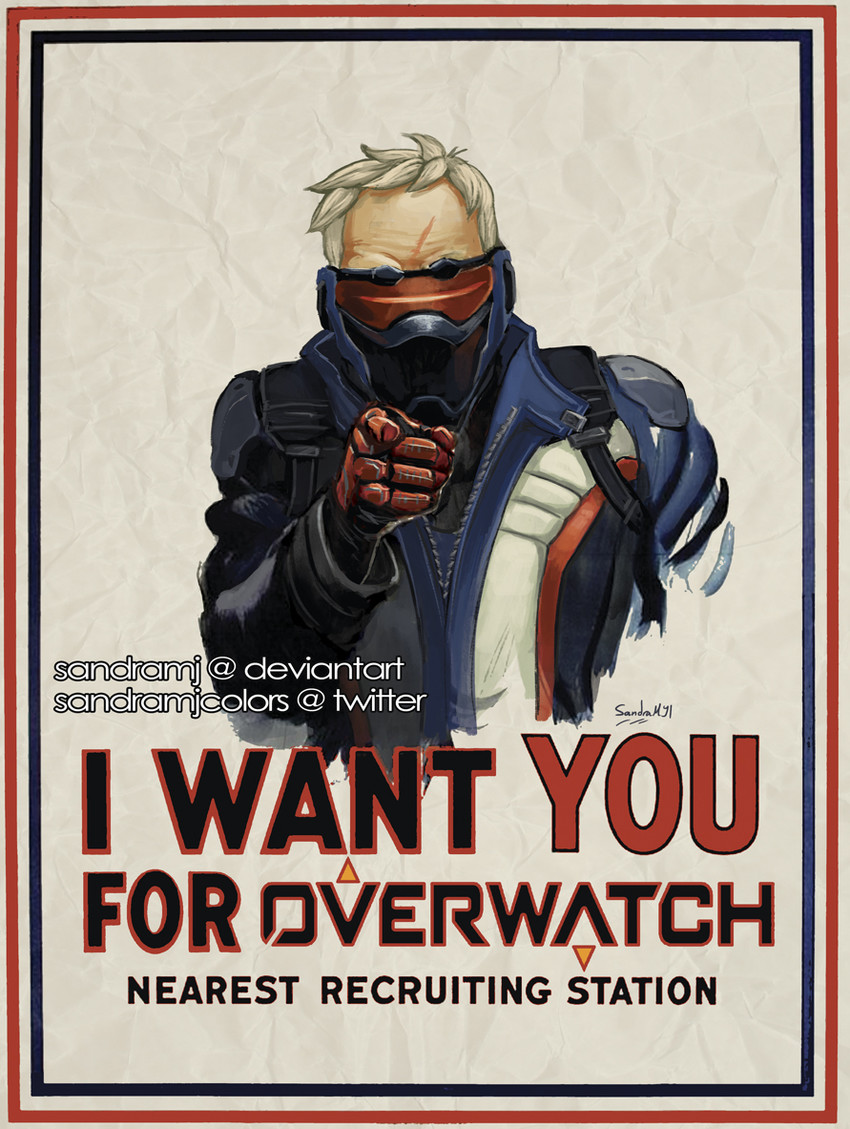 soldier: 76 and uncle sam (overwatch and 2 more) drawn by sandra_molina_juan