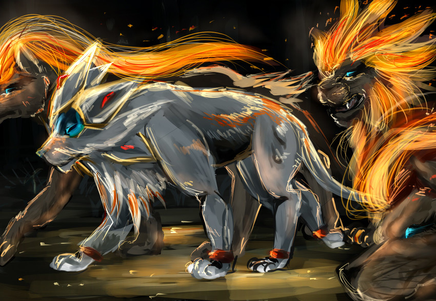 solgaleo and pyroar (pokemon and 2 more) drawn by mario_(2669431)