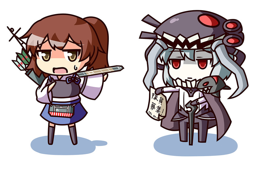 kaga and wo-class aircraft carrier (kantai collection) drawn by kukku