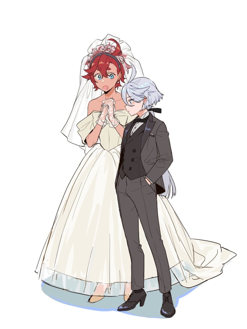 suletta mercury and miorine rembran (gundam and 1 more) drawn by rekari_(rekari628)