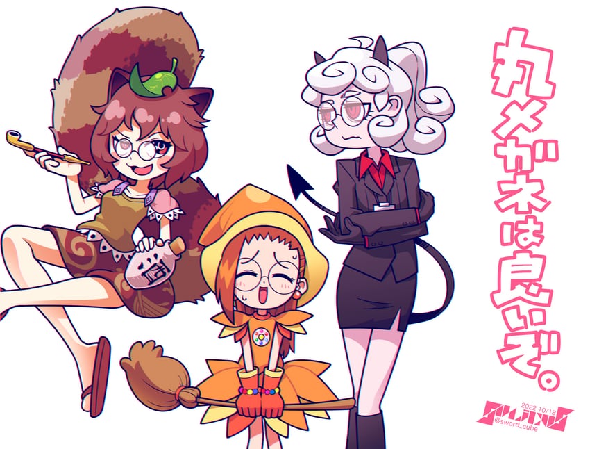 futatsuiwa mamizou, pandemonica, and fujiwara hazuki (touhou and 2 more) drawn by solidus_(sword_cube)
