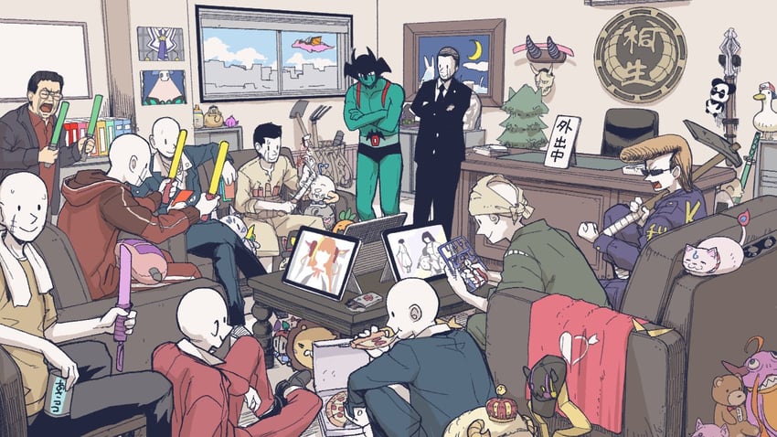 shirakami fubuki, hoshimachi suisei, nekomata okayu, sakura miko, tokoyami towa, and 43 more (hololive and 2 more) drawn by nujima