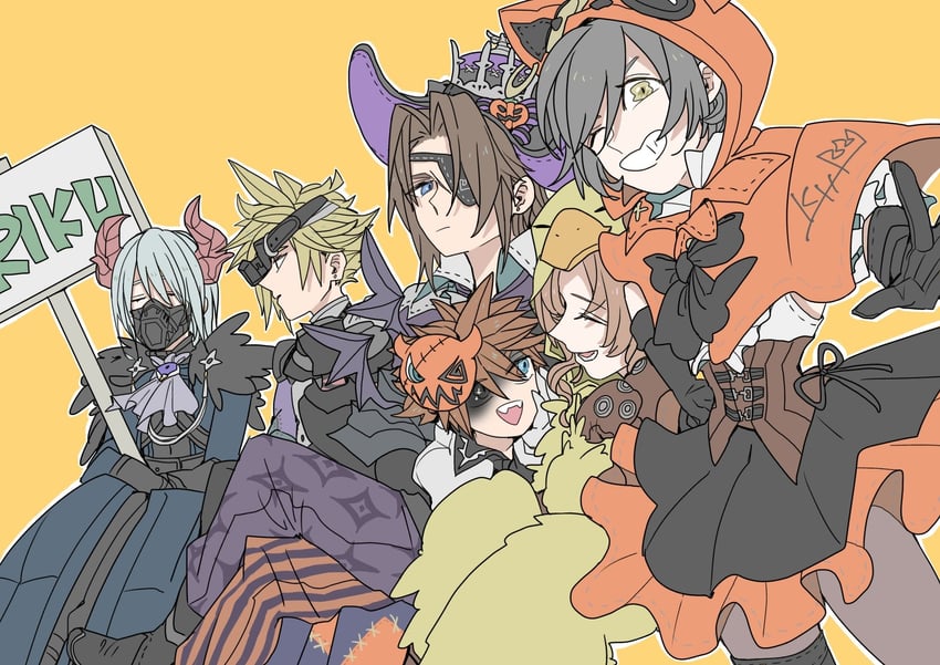 cloud strife, aerith gainsborough, sephiroth, yuffie kisaragi, squall leonhart, and 3 more (final fantasy and 3 more) drawn by oshibainoticket