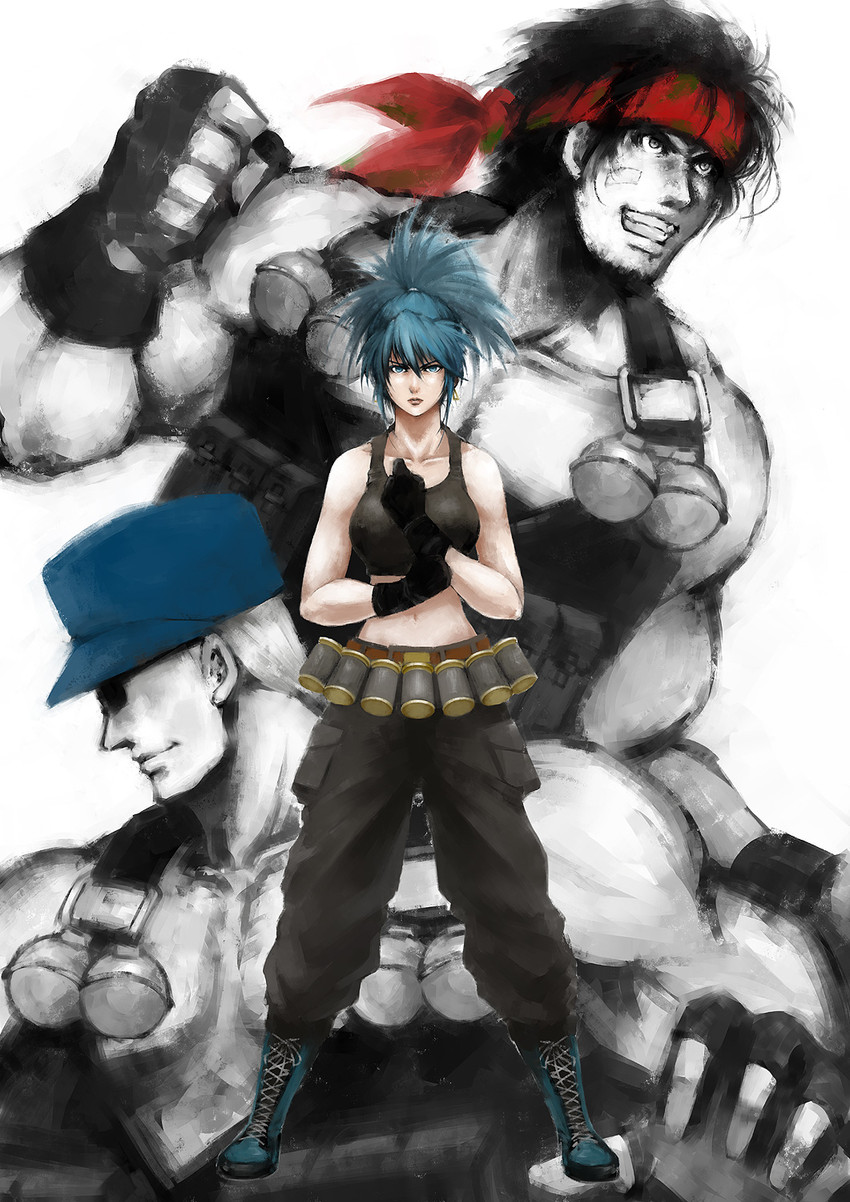 leona heidern, ralf jones, and clark still (the king of fighters and 2 more) drawn by hagane_(gravity)