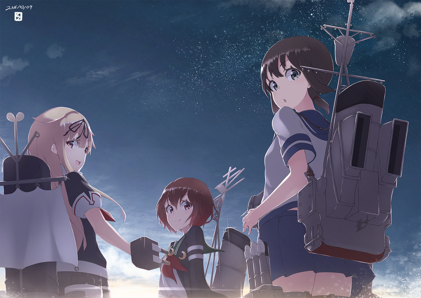yuudachi, fubuki, yuudachi kai ni, mutsuki, and mutsuki kai ni (kantai collection) drawn by mku