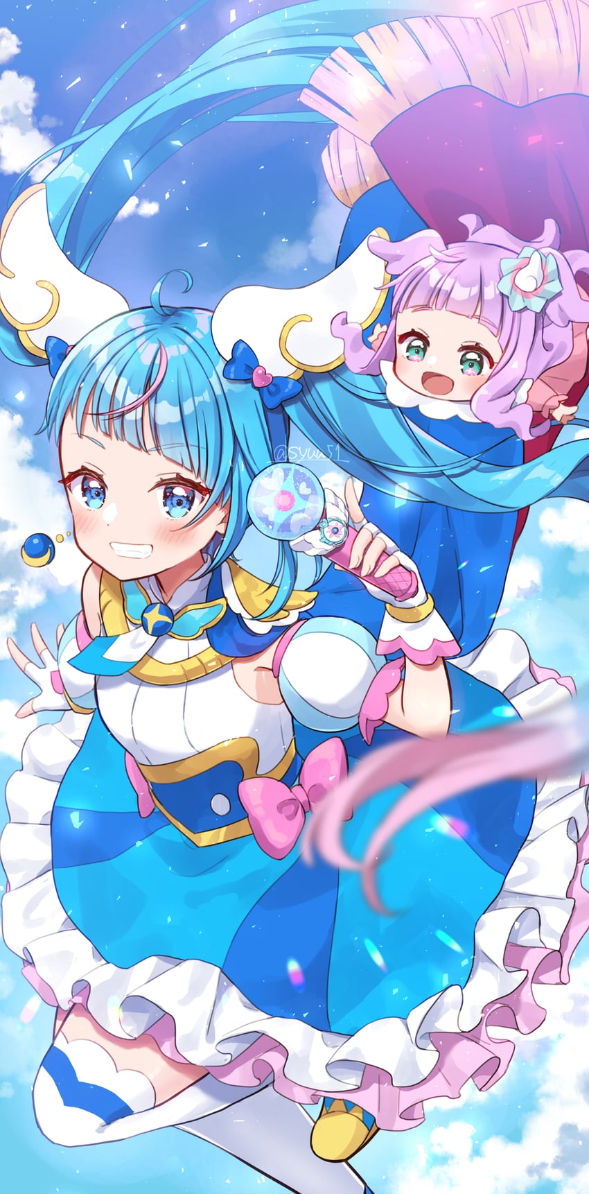 sora harewataru, cure sky, and ellee-chan (precure and 1 more) drawn by hiiragi_syuu
