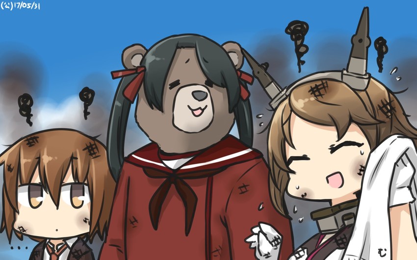 mutsu, mikuma, and wakaba (kantai collection) drawn by hamu_koutarou