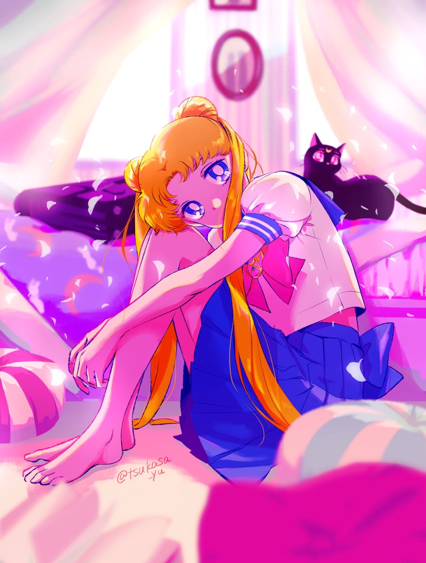 tsukino usagi and luna (bishoujo senshi sailor moon and 1 more) drawn by karasa_(tsukasa_yu)