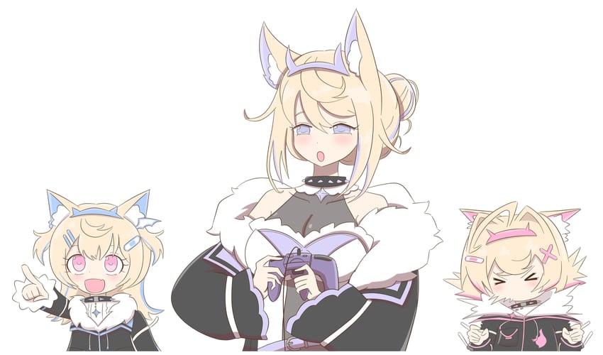 fuwawa abyssgard, mococo abyssgard, and mama puppy (hololive and 1 more) drawn by orangejuice13