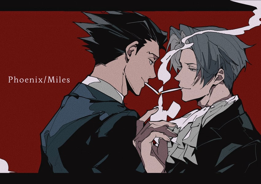 phoenix wright and miles edgeworth (ace attorney) drawn by c138300