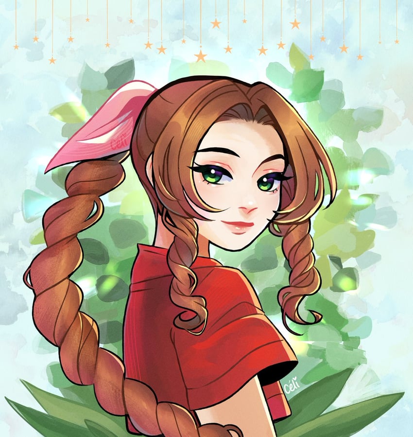 aerith gainsborough (final fantasy and 2 more) drawn by pianta_celi