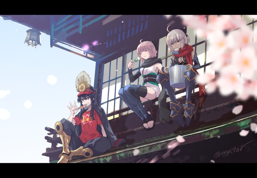 okita souji, oda nobunaga, and okita souji alter (fate and 2 more) drawn by mgk968