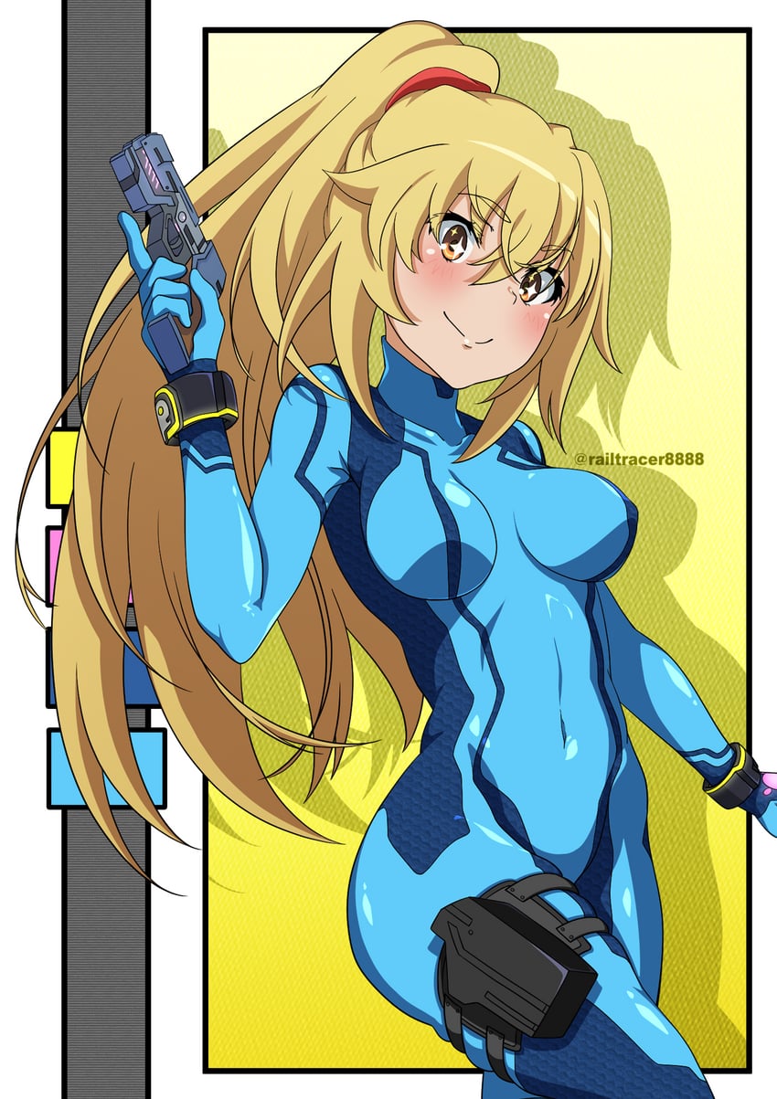samus aran and shokuhou misaki (toaru majutsu no index and 2 more) drawn by railtracer8888