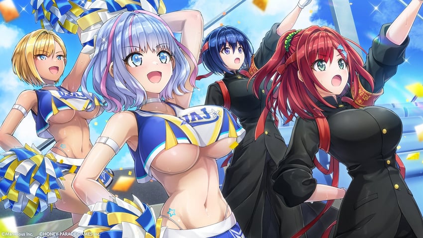 sakimiya iruka, tojou michiru, kukuri tomo, and murahaya mashio (dolphin wave) drawn by ootomo_takuji