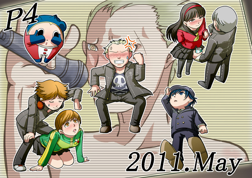 narukami yu, shirogane naoto, satonaka chie, amagi yukiko, hanamura yousuke, and 2 more (persona and 1 more) drawn by tokiwa_(mukoku)