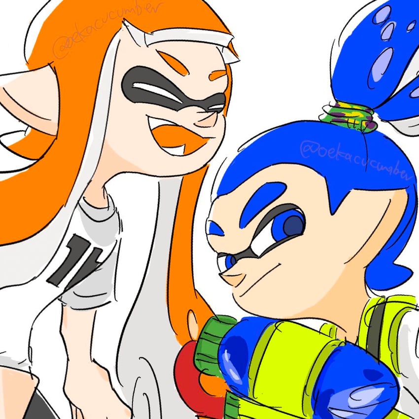 inkling player character, inkling girl, inkling boy, kaori, and john (splatoon and 1 more) drawn by oekacucumber