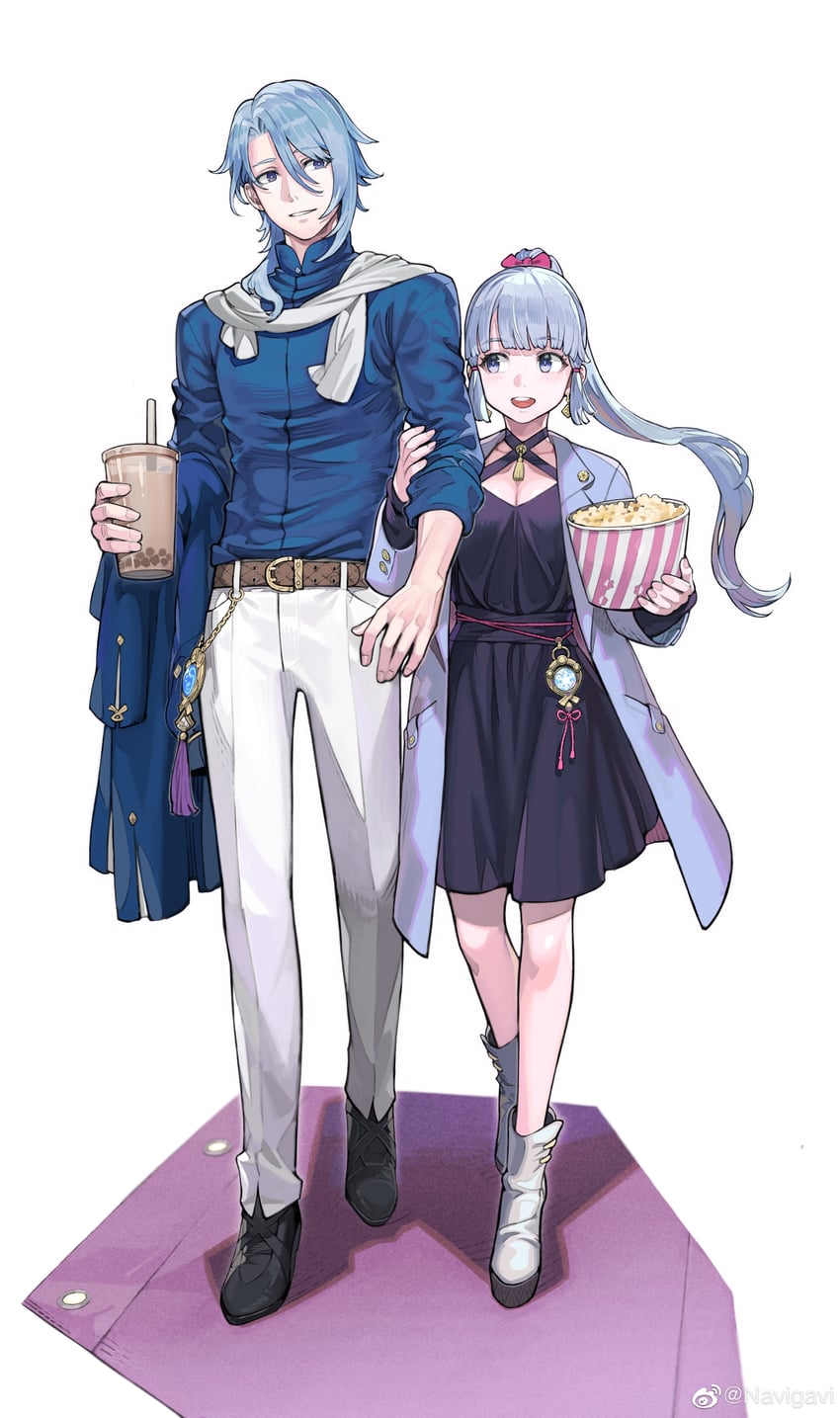 kamisato ayaka and kamisato ayato (genshin impact) drawn by jun_(navigavi)