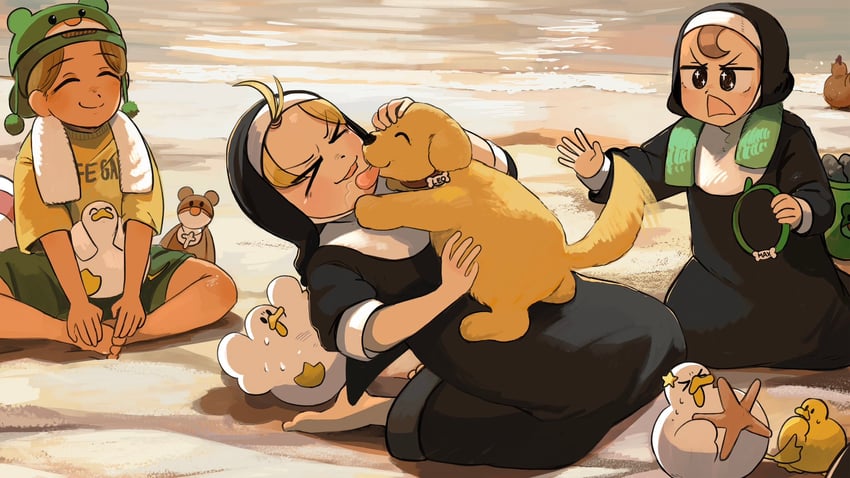 clumsy nun and froggy nun (little nuns) drawn by diva_(hyxpk)