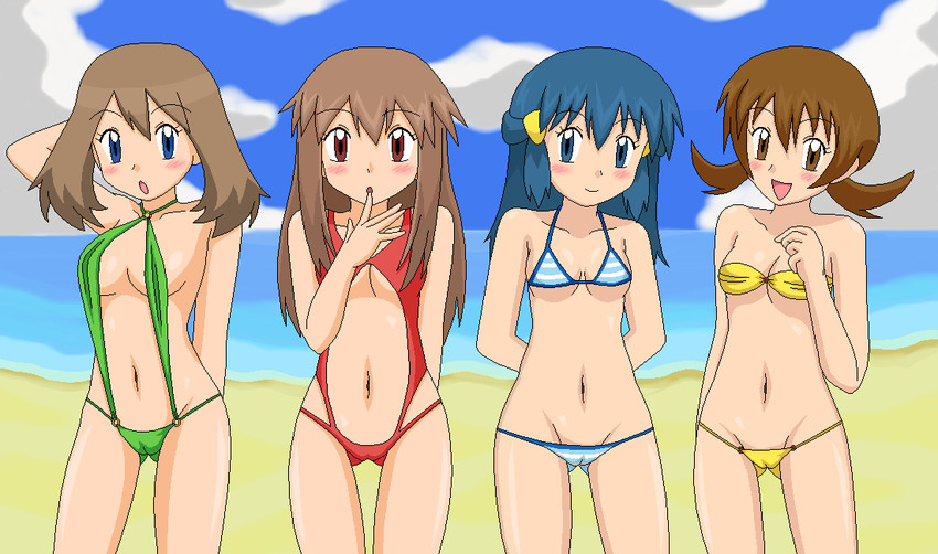 dawn, may, leaf, and lyra (pokemon and 4 more) drawn by kuro_hopper