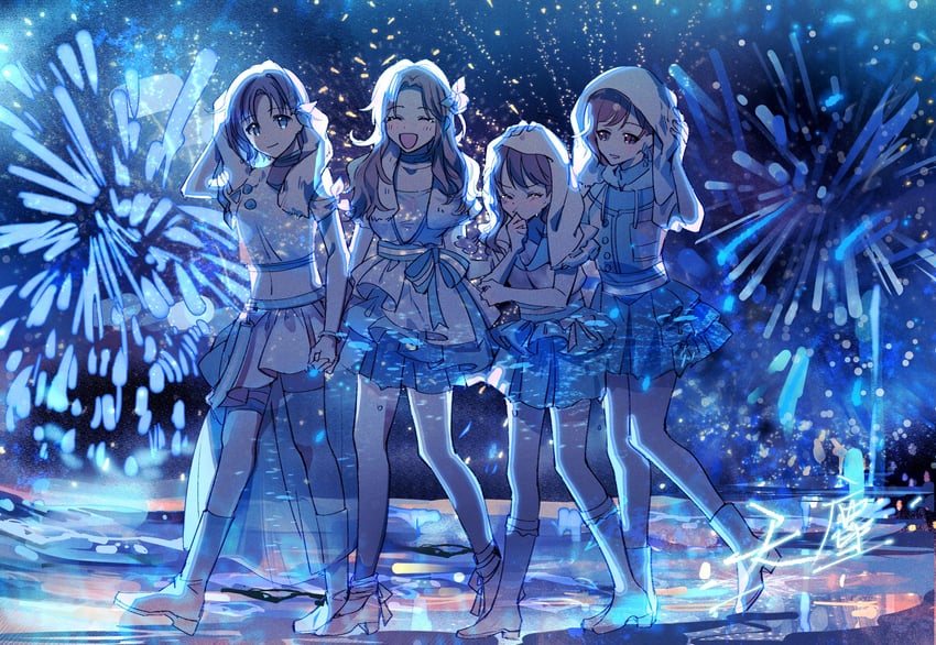 higuchi madoka, asakura toru, fukumaru koito, and ichikawa hinana (idolmaster and 1 more) drawn by mokuto