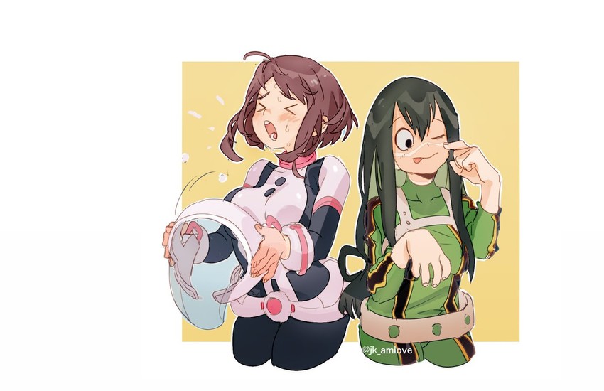 uraraka ochaco and asui tsuyu (boku no hero academia) drawn by jk_amlove