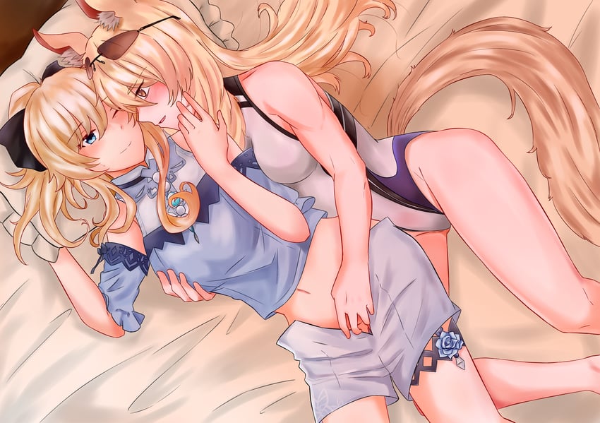 jean and nearl (genshin impact and 1 more) drawn by rukialice