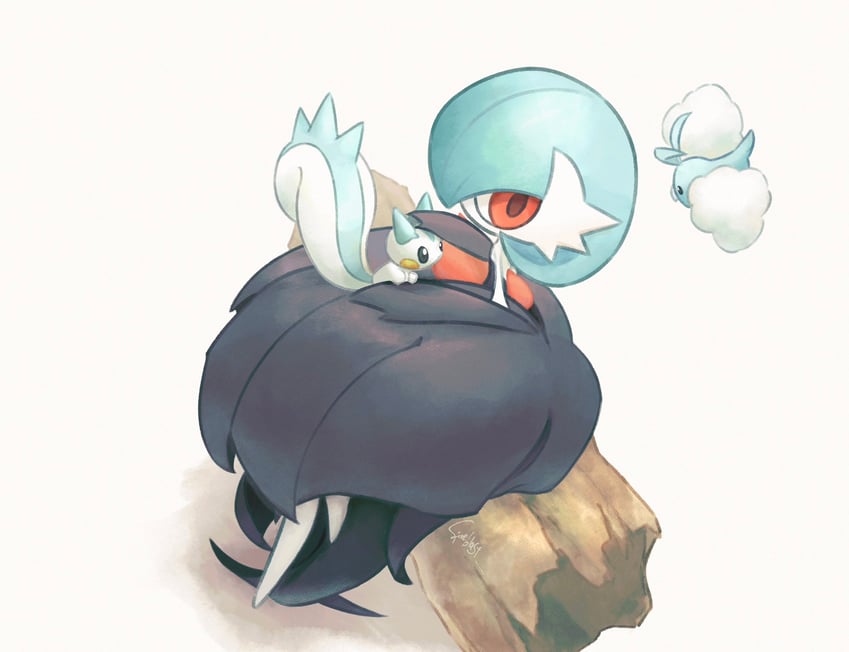 gardevoir, mega gardevoir, pachirisu, and swablu (pokemon) drawn by fireblast