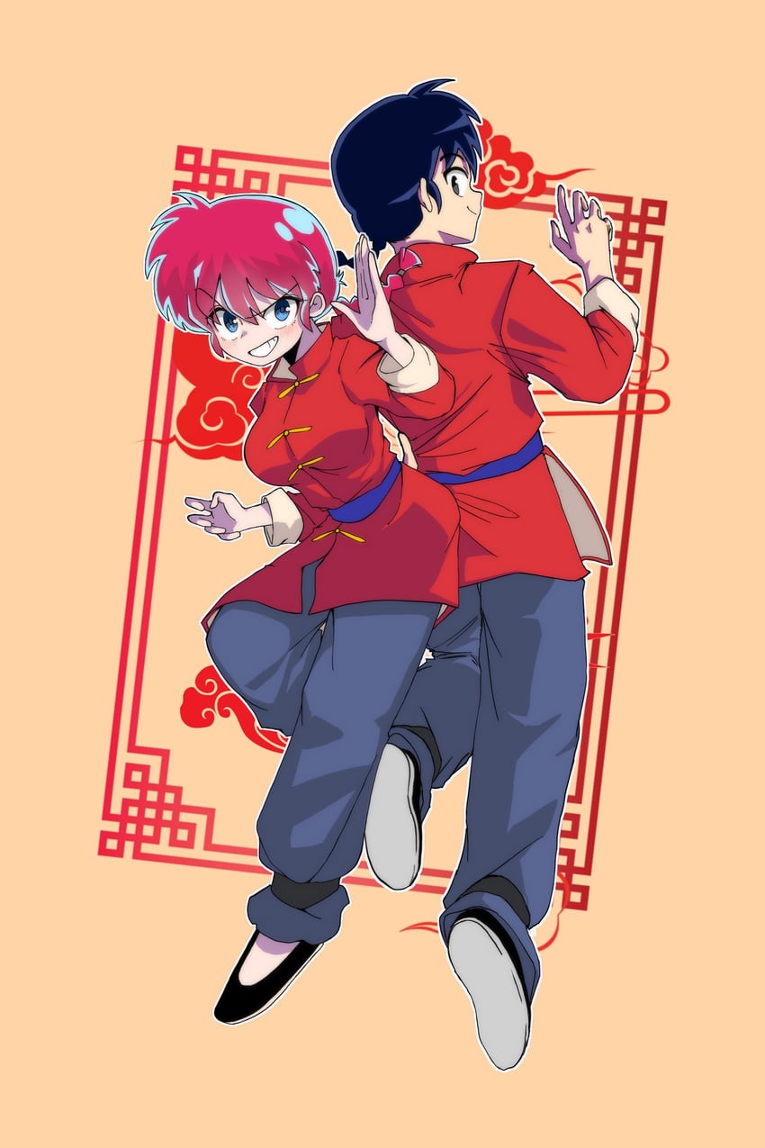 ranma-chan and saotome ranma (ranma 1/2) drawn by 605_budlchi