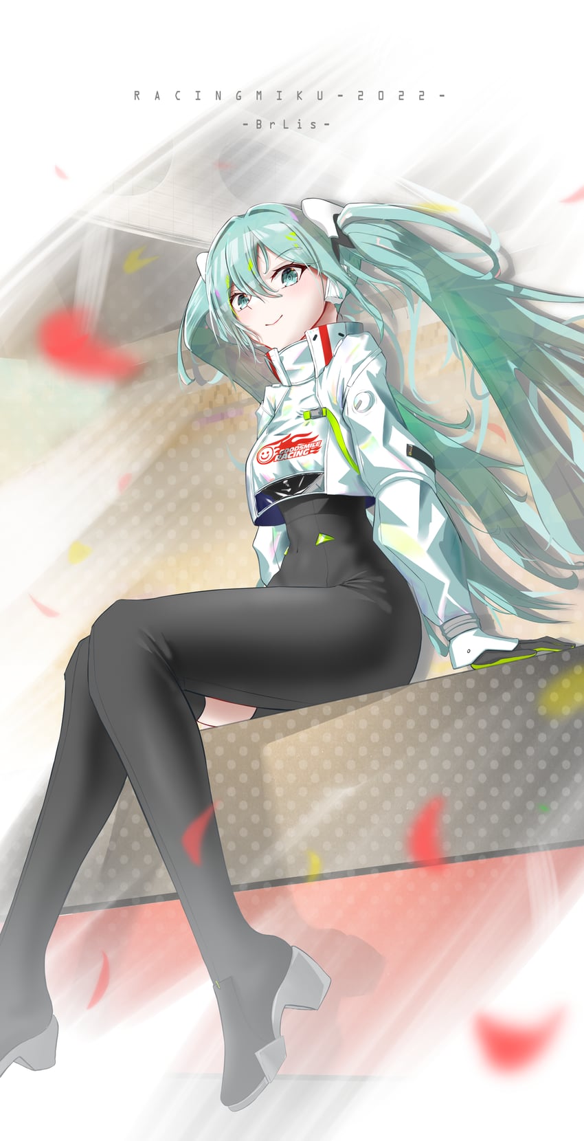 hatsune miku and racing miku (vocaloid and 1 more) drawn by brlis