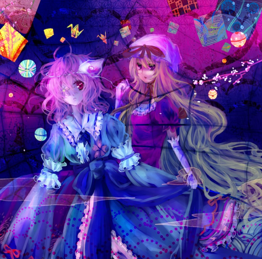 yakumo yukari and saigyouji yuyuko (touhou) drawn by kagurazaka_iroha