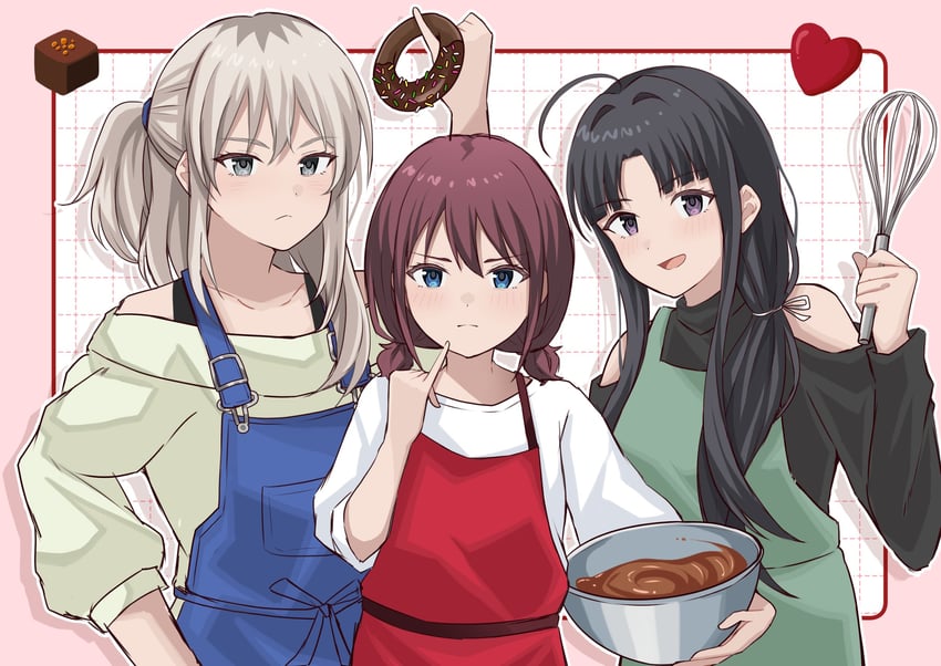 iseri nina, kawaragi momoka, and awa subaru (girls band cry) drawn by rrtp