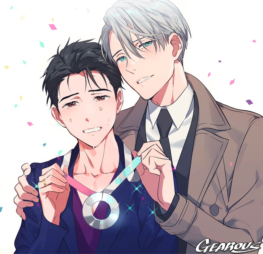 katsuki yuuri and viktor nikiforov (yuri!!! on ice) drawn by gearous
