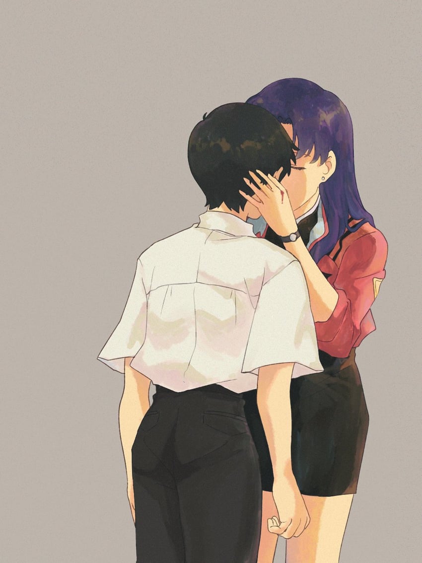 ikari shinji and katsuragi misato (neon genesis evangelion and 1 more) drawn by shiso7110