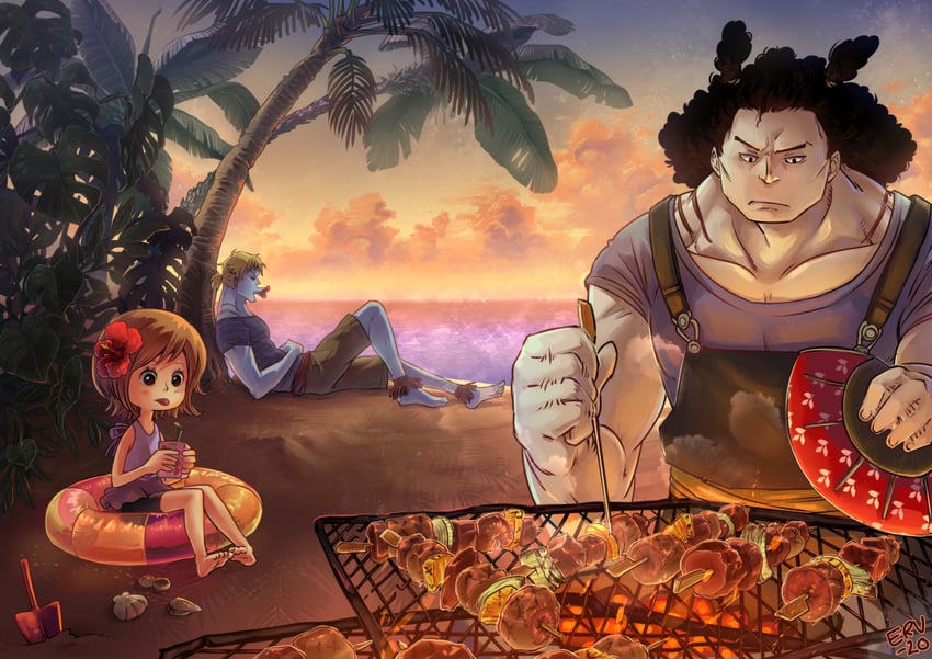 koala, kuroobi, and chew (one piece) drawn by erupan