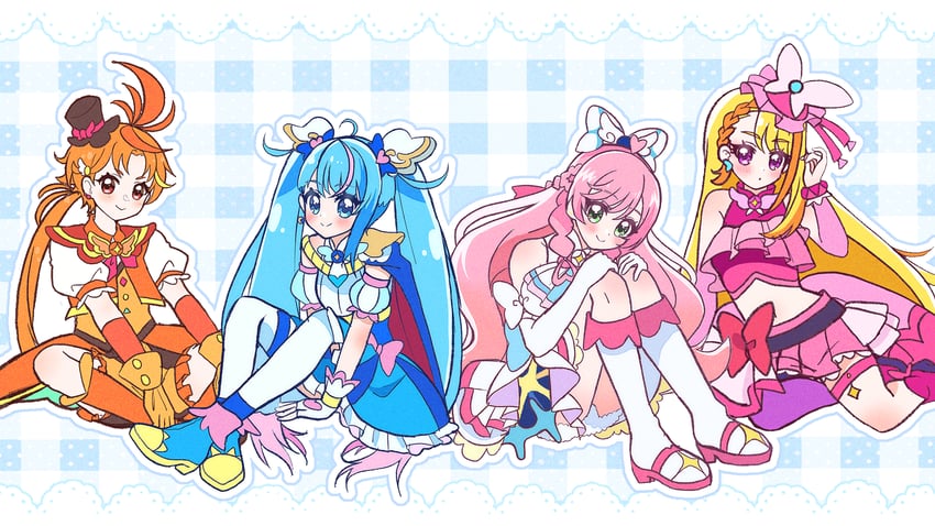 sora harewataru, nijigaoka mashiro, cure sky, hijiri ageha, cure prism, and 3 more (precure and 1 more) drawn by umiyuki_(umi_chu)