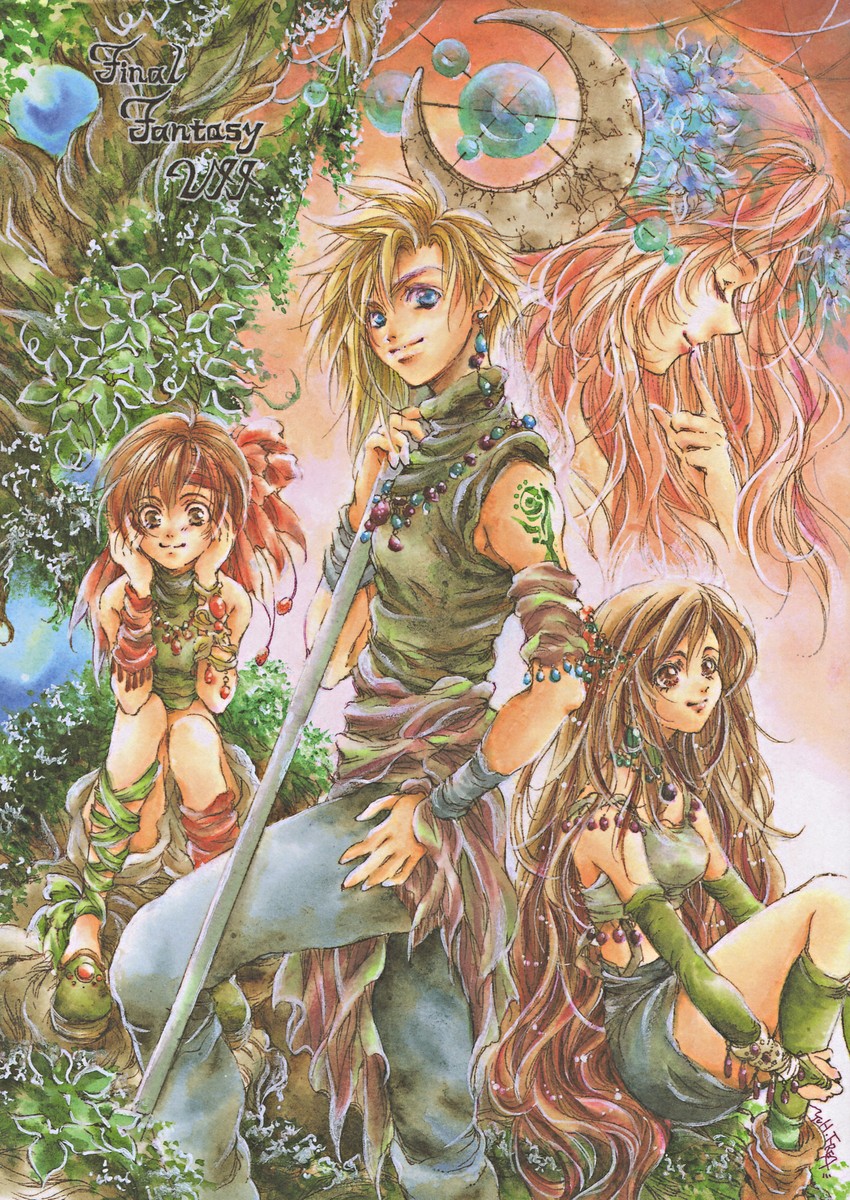 tifa lockhart, cloud strife, aerith gainsborough, and yuffie kisaragi (final fantasy and 1 more) drawn by furea_yu