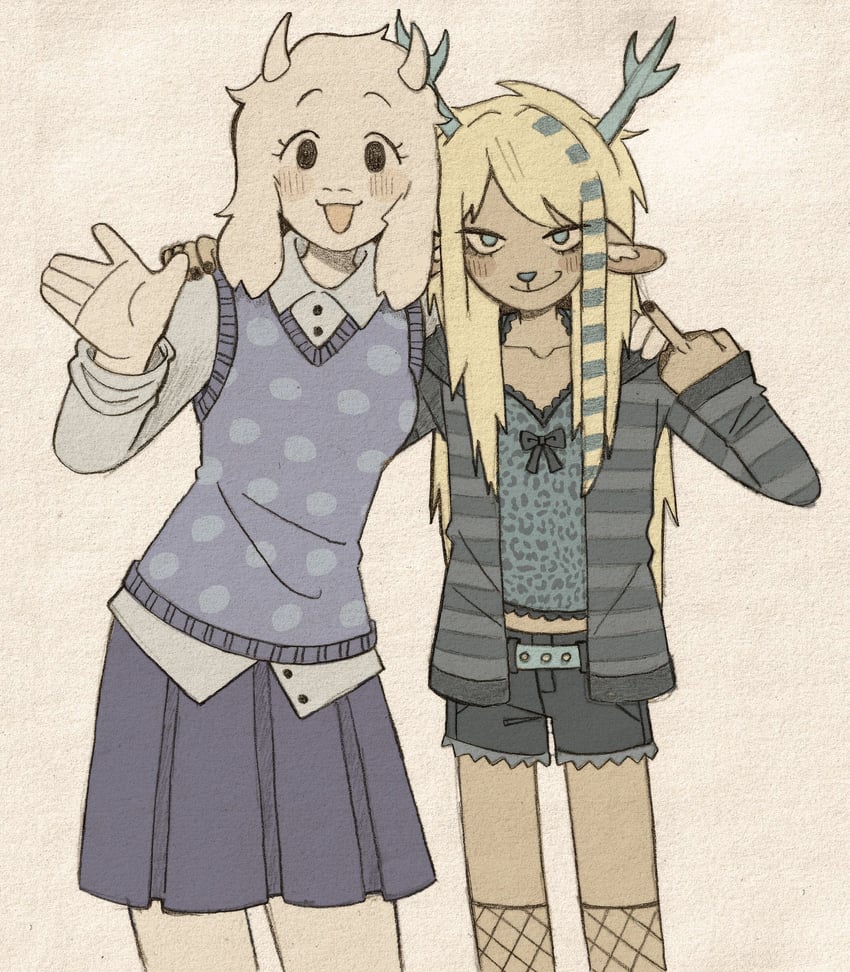 toriel and carol holiday (deltarune) drawn by szivarvanyturmix02