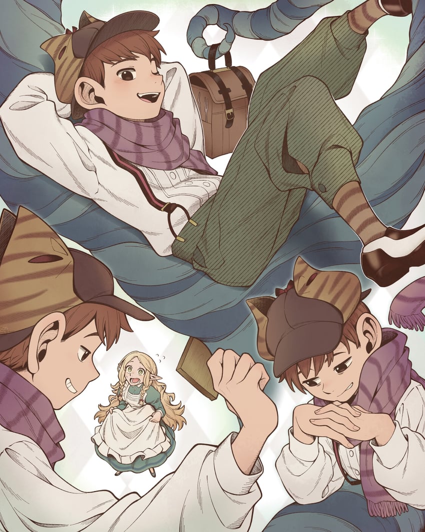 marcille donato and chilchuck tims (dungeon meshi and 1 more) drawn by mocatbj4