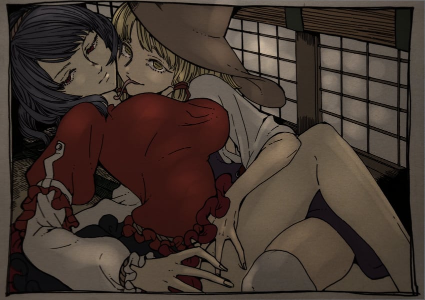moriya suwako and yasaka kanako (touhou) drawn by whoru