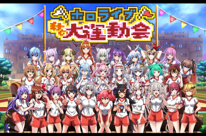 houshou marine, shirakami fubuki, hoshimachi suisei, usada pekora, nekomata okayu, and 26 more (hololive and 1 more) drawn by yagami_(mukage)