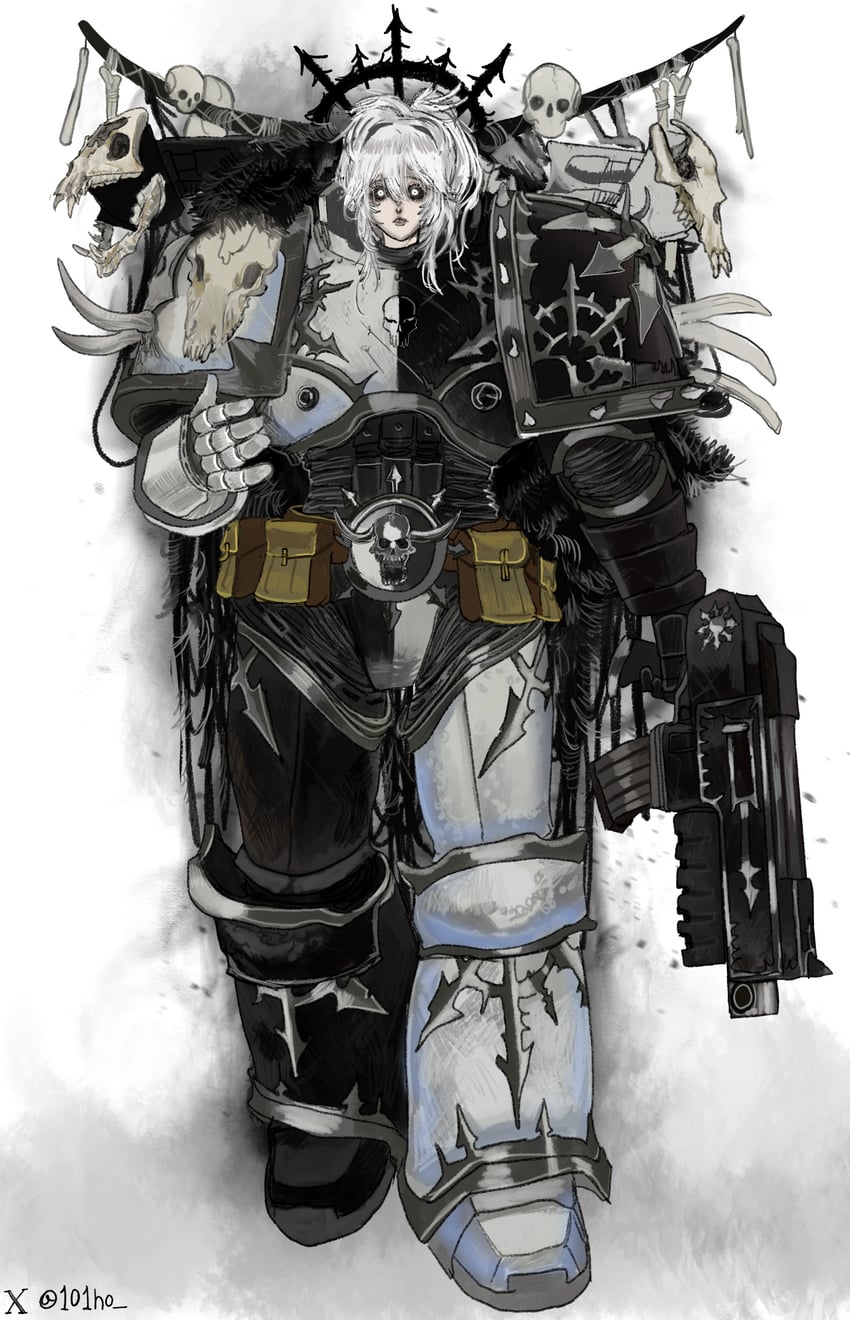 adeptus astartes, chaos space marine, and sons of malice (warhammer 40k) drawn by kkghost_tv