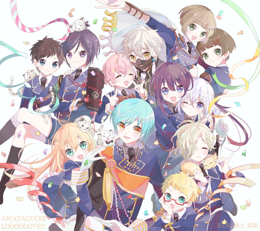 namazuo toushirou, honebami toushirou, midare toushirou, yagen toushirou, ichigo hitofuri, and 9 more (touken ranbu) drawn by kurara_(skra1015)