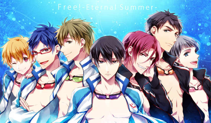 tachibana makoto, nanase haruka, matsuoka rin, hazuki nagisa, yamazaki sousuke, and 2 more (free!) drawn by ako_(honey-mill)