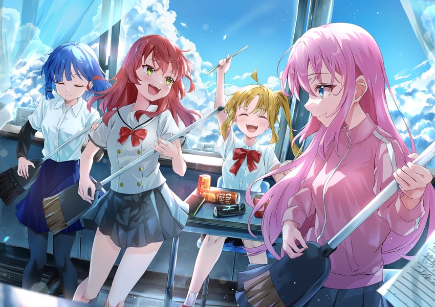 gotoh hitori, kita ikuyo, ijichi nijika, and yamada ryo (bocchi the rock!) drawn by kikugawa_roku