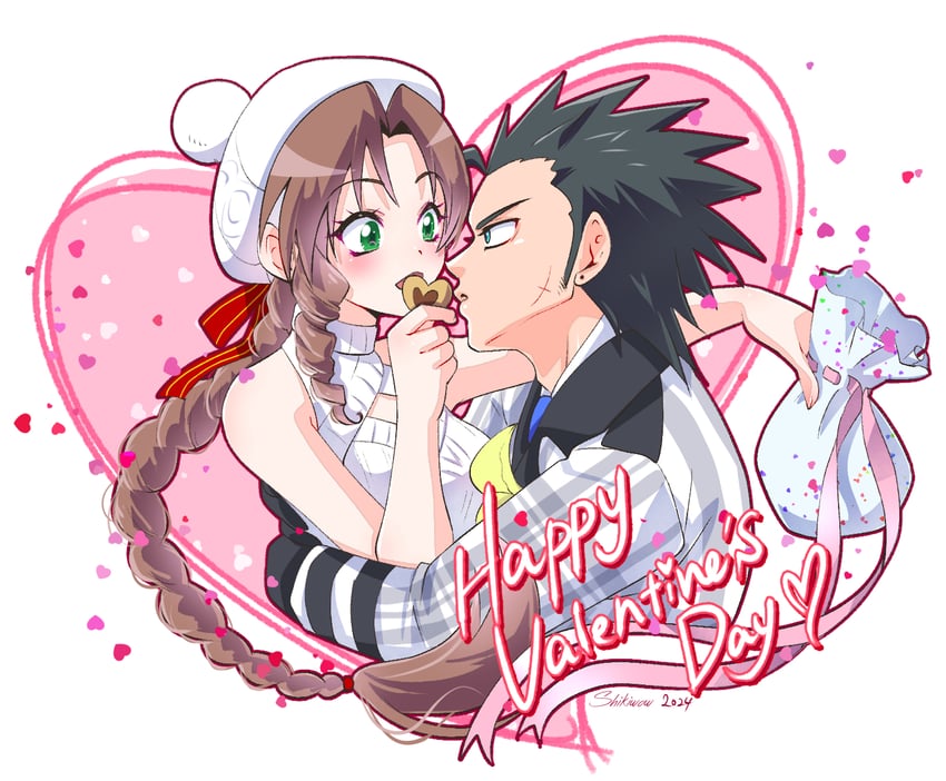 aerith gainsborough and zack fair (final fantasy and 3 more) drawn by shikiwo