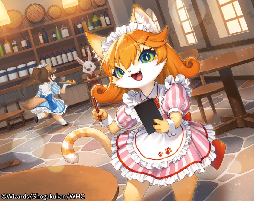 wai the order cat and tress the serving dog (duel masters) drawn by kemonomichi_(blue_black)