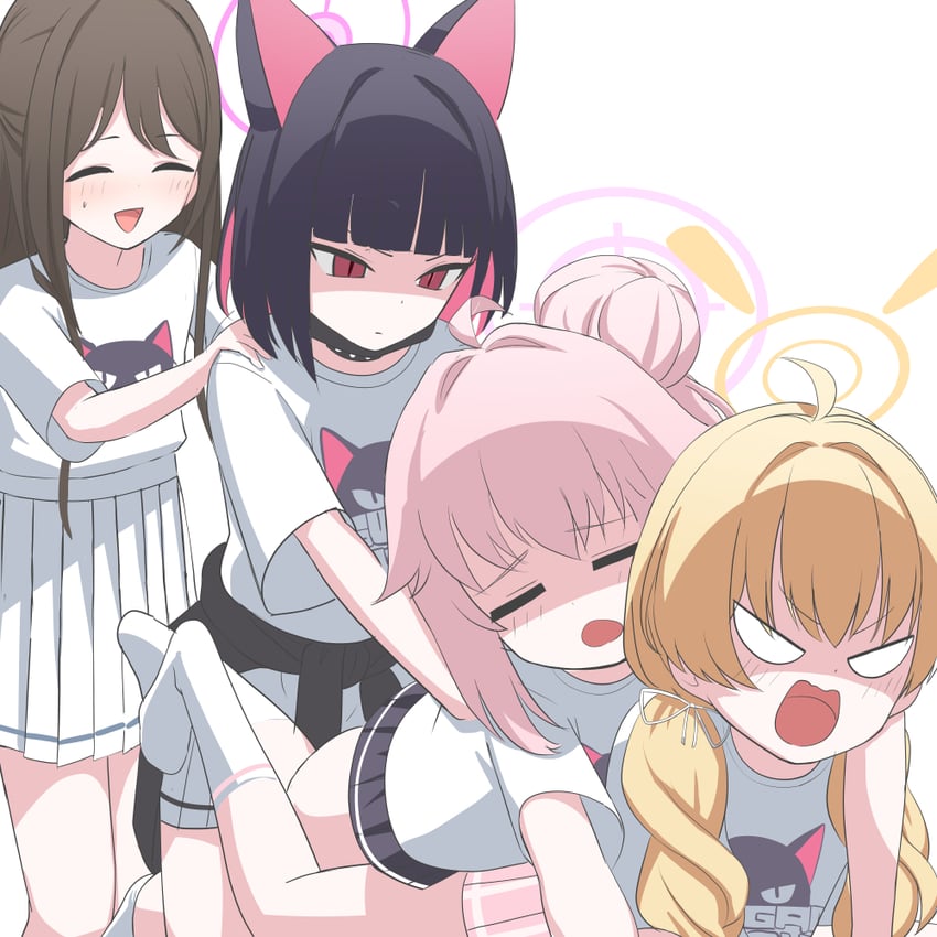 kazusa, natsu, airi, and yoshimi (blue archive) drawn by o_(rakkasei)