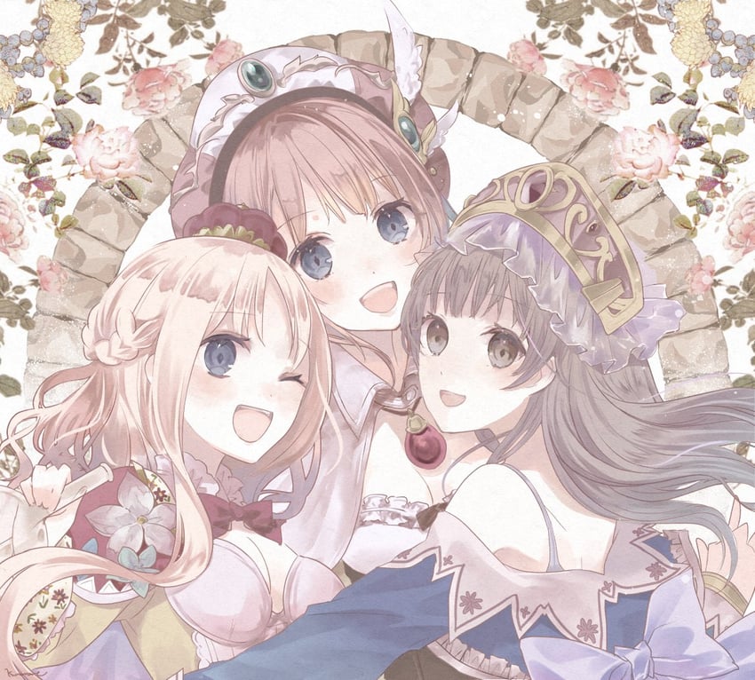 totooria helmold, rorolina frixell, and merurulince rede arls (atelier and 3 more) drawn by kuromame_(honey_728)