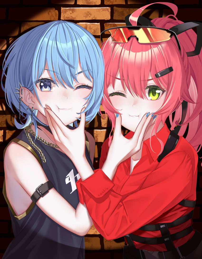 hoshimachi suisei and sakura miko (hololive and 1 more) drawn by ta_shiuji30