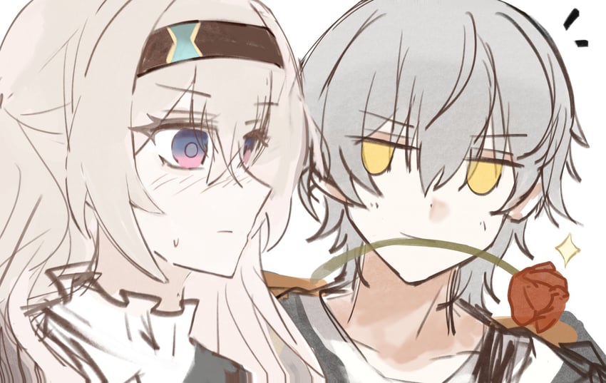 trailblazer, firefly, and caelus (honkai and 1 more) drawn by babo_sunday